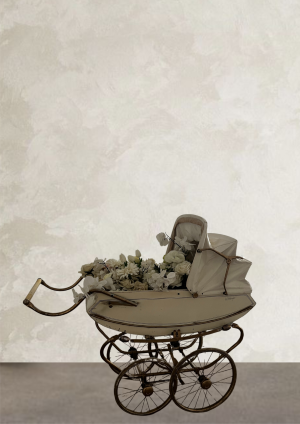 Wieg met bloemen babyshower