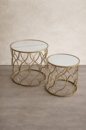 Bijzettafels goud set van 2